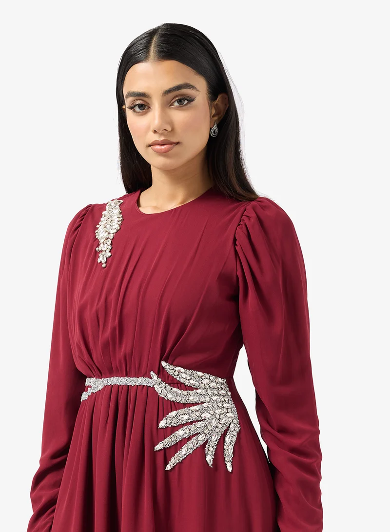 Khizana  Embellished Waist Dress With Trail for Women | Best Price UAE